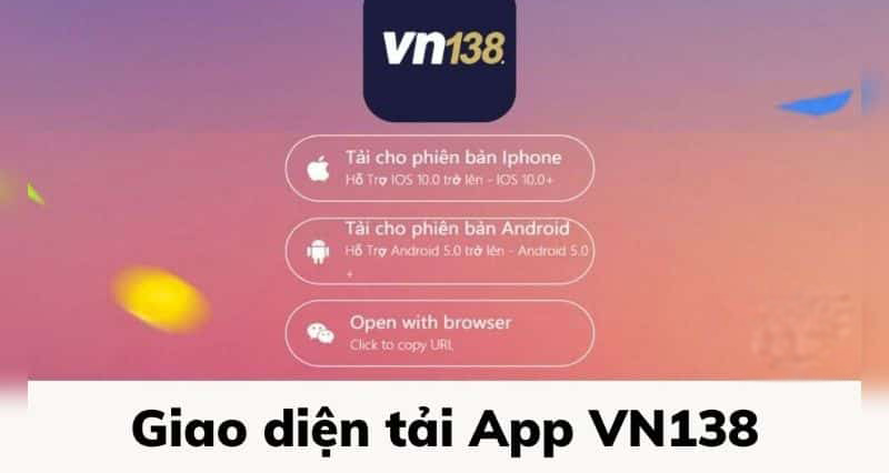 Giao diện App ứng dụng cho di động của VN138